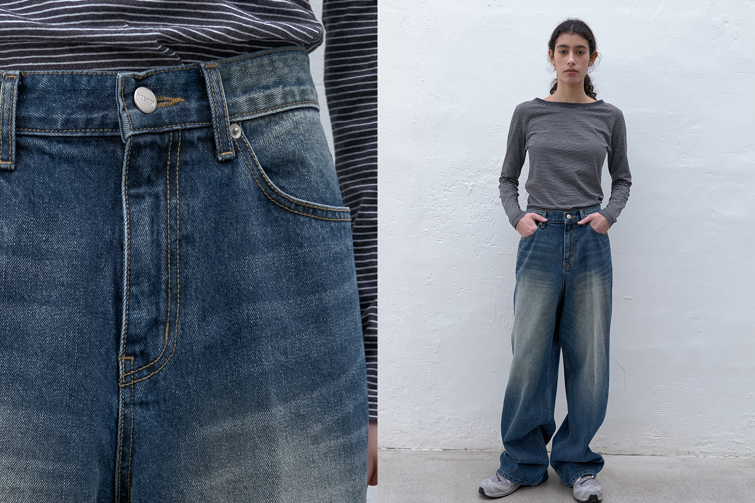 Loose fit denim pants (vintage blue)