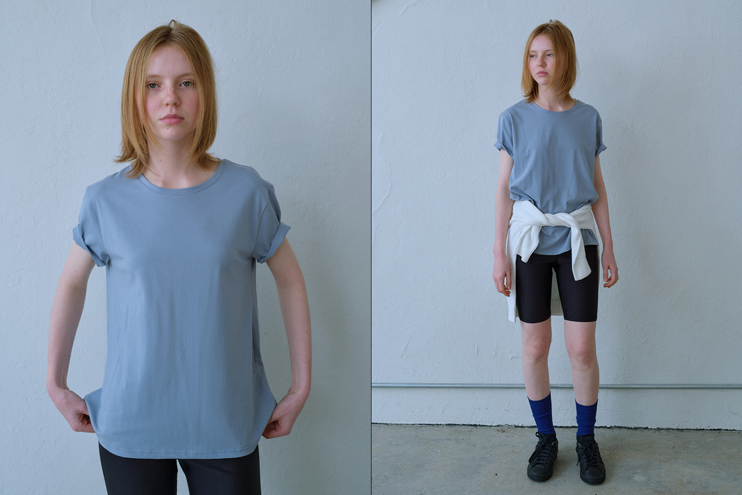 PIMA loose fit basic t-shirt(blue)