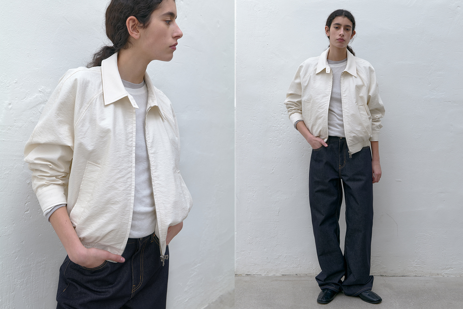 Raglan blouson jacket (off white)
